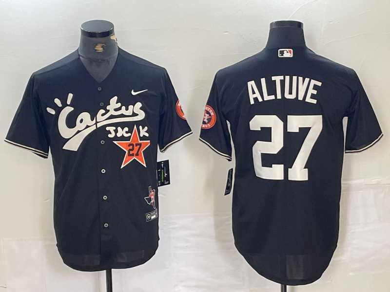 Men's Houston Astros #27 Jose Altuve Black Cactus Jack Cool Base Jersey,We sell and wholesale Men's Houston Astros #27 Jose Altuve Black Cactus Jack Cool Base Jersey on line form chian!
